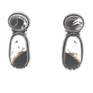 Genuine White Buffalo Turquoise Sterling Silver Native American Earrings