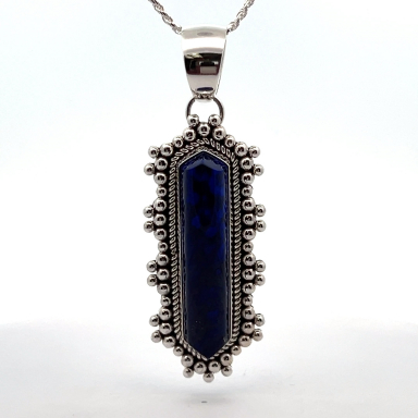 Artie Yellowhorse Genuine Blue Lapis Sterling Silver Navajo Pendant