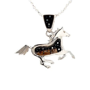 Calvin Begay Starry Night at the Pueblo Sterling Silver Horse Pendant