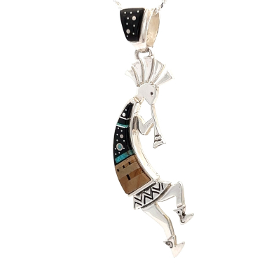 Calvin Begay Starry Night in the Pueblo Sterling Silver Kokopelli Pendant