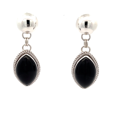 Artie Yellowhorse Genuine Black Onyx Sterling Silver Post Earrings