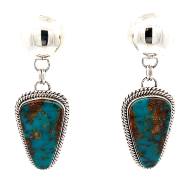 Artie Yellowhorse Genuine Mineral Park Turquoise Post Earrings