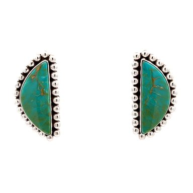 Artie Yellowhorse Genuine Kingman Turquoise Sterling Silver Post Earrings