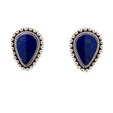 Artie Yellowhorse Genuine Blue Lapis Sterling Silver Post Earrings