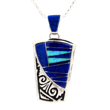 Calvin Begay Genuine Blue Lapis Sterling Silver Pendant