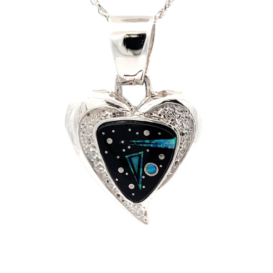 Calvin Begay Night Sky Sterling Silver Heart Pendant