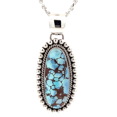 Genuine Golden Hill Turquoise Sterling Silver Pendant by Artie Yellowhorse