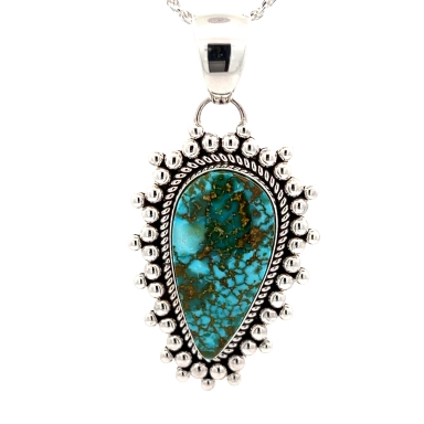 Artie Yellowhorse High Grade Kingman Turquoise Pendant