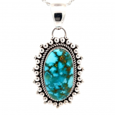 Artie Yellowhorse Genuine Kingman Water Web Turquoise Sterling Silver Pendant