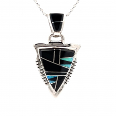 Calvin Begay New Arrowhead Design Sterling Silver Pendant