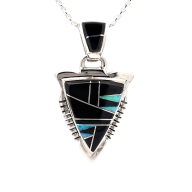 Calvin Begay New Arrowhead Design Sterling Silver Pendant