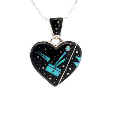 Calvin Begay Night Sky Sterling Silver Heart Pendant