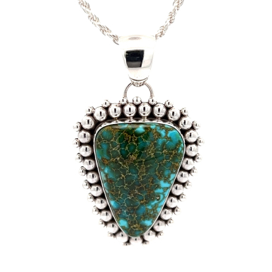 Artie Yellowhorse High Grade Kingman Turquoise Pendant