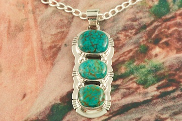 Sterling Silver Pendant featuring Genuine Sierra Nevada Turquoise Stones.